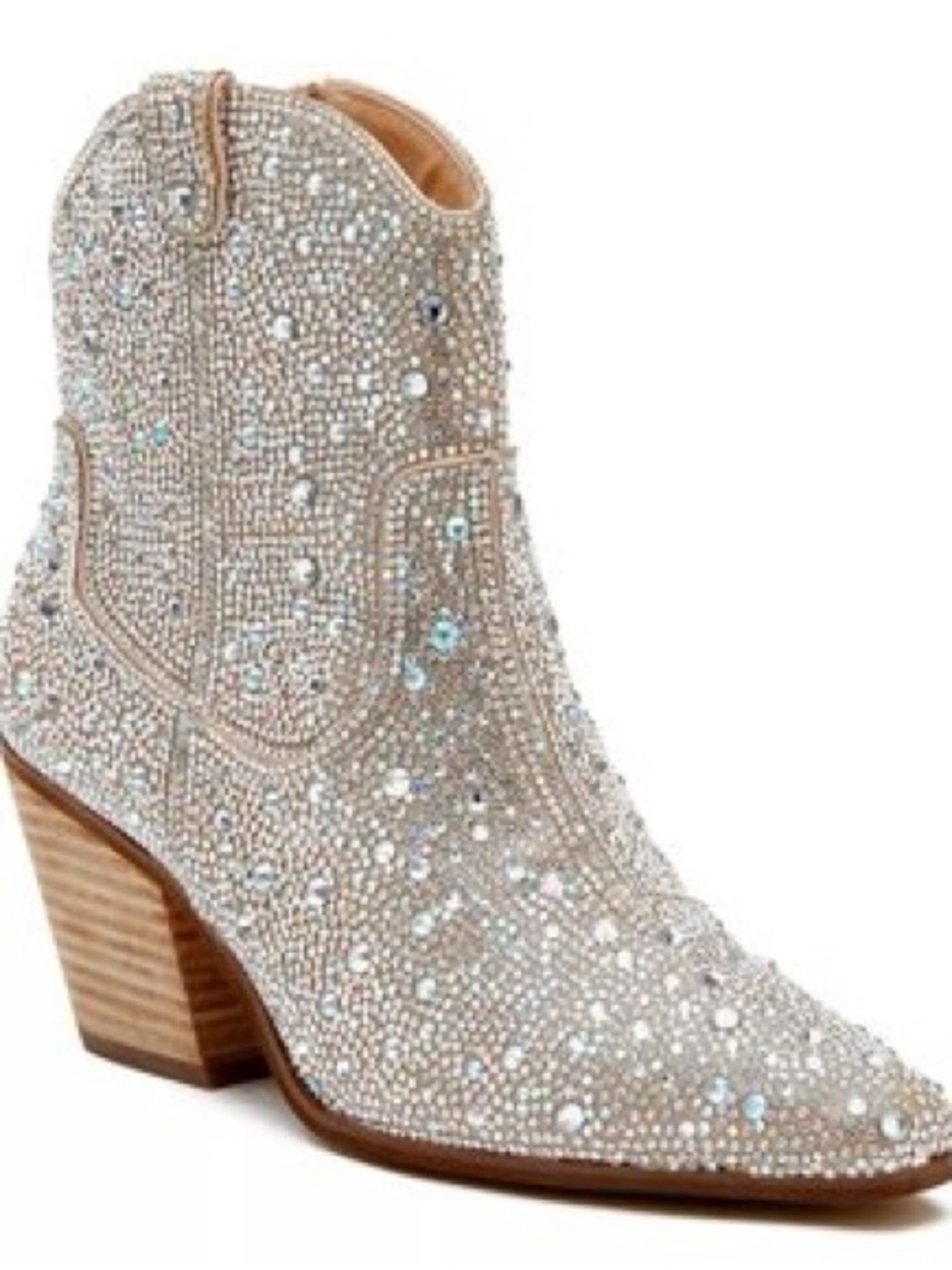 Matisse Harlow Crystal-Embellished Tan Western Ankle Bootie